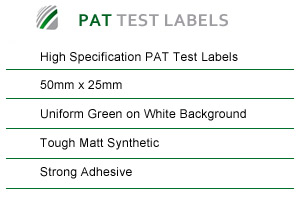 Technical spec for PAT test labels